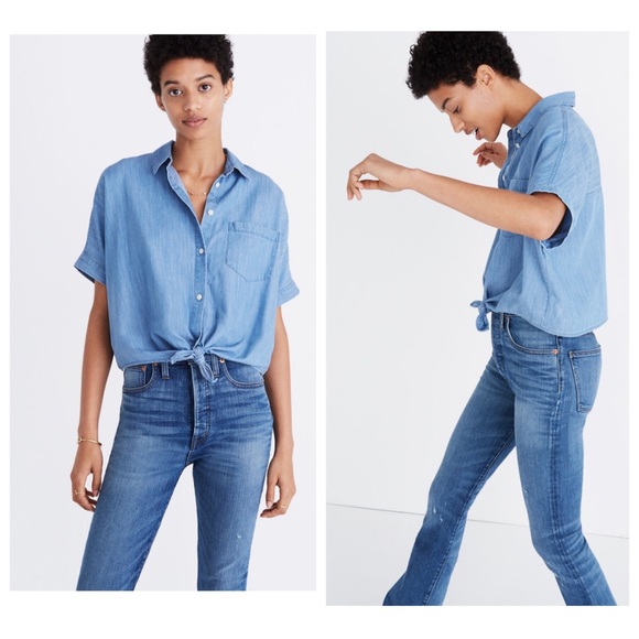 Madewell Tops - Madewell Chambray Tie Front Shirt